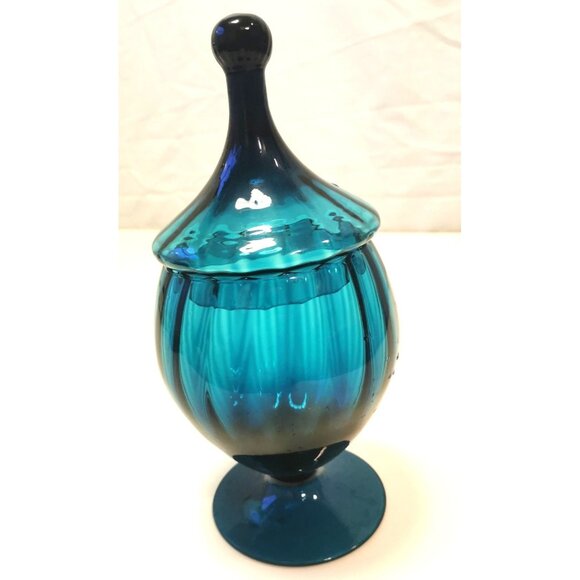Blue Art Glass Piece Mid-Century Empoli Italian Turquoise Hand Blown, Hand Made - Picture 6 of 11